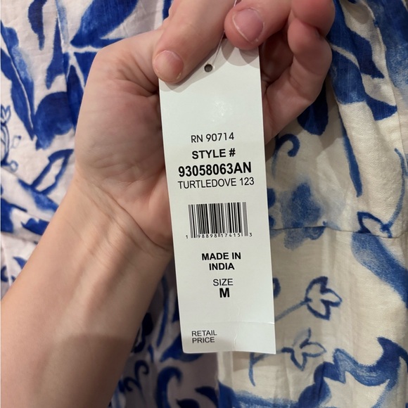 NWT MSK Blue and White Floral Maxi Dress Lined Sz M - Picture 5 of 10